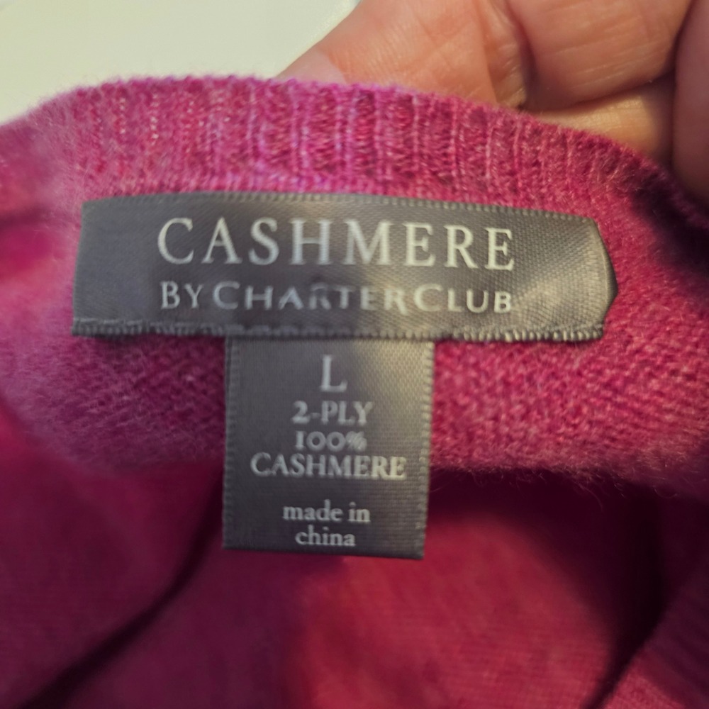 Cashmere by‎ Charter Club size lrg 2ply cashmere pink casual luxury preppy - Picture 6 of 8